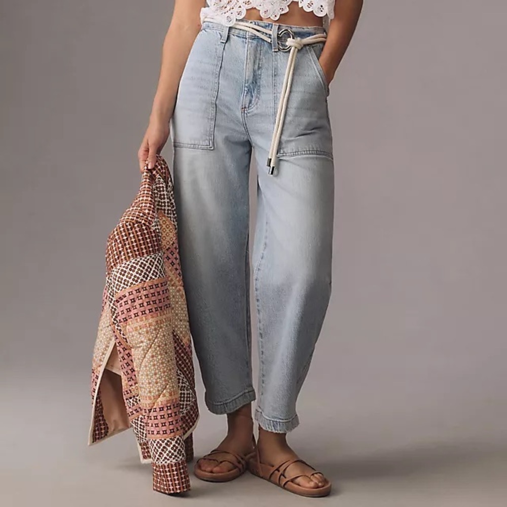 Pistola Turner Super High Rise Light Wash Ankle Length Utility Barrel Jeans